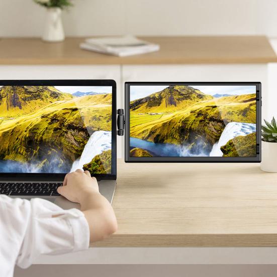 14,1-tommers bærbar utvidelsesskjerm FHD IPS HDMI-kompatibel Type-C 3.1 Justerbar datamaskin bærbar datamaskin telefon utvidelsesskjerm