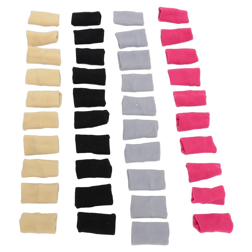 40Pcs Finger Sleeves Elastic Nylon Sports Joint Protector for Basketball Volleyball Black Gray Pink Beige