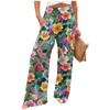 Women's Summer Elastic Waist Floral Printed Cotton And Linen Loose Pants