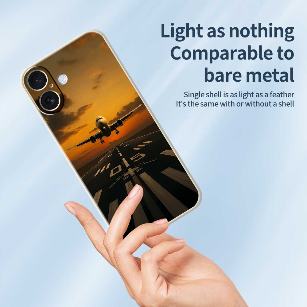 For iPhone 17 Case Airplane Pattern Printing Straight Edge TPU Phone Back Cover