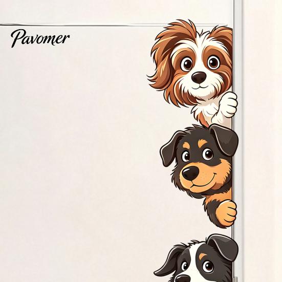 Waterproof PVC Wall Art Cartoon Puppy Sticker, Easy Apply Decal, Creative Fun Party Decorations Dog Pattern Glass Stickers for Bathroom And