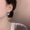 Women Fashion Commuter Black Flower Pearl Zircon Stud Earrings Jewelry