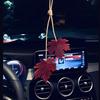 Car Charms Rear View Accessories, Leather Maple Leaves Ornaments Hanging Pendant Interior Decoration