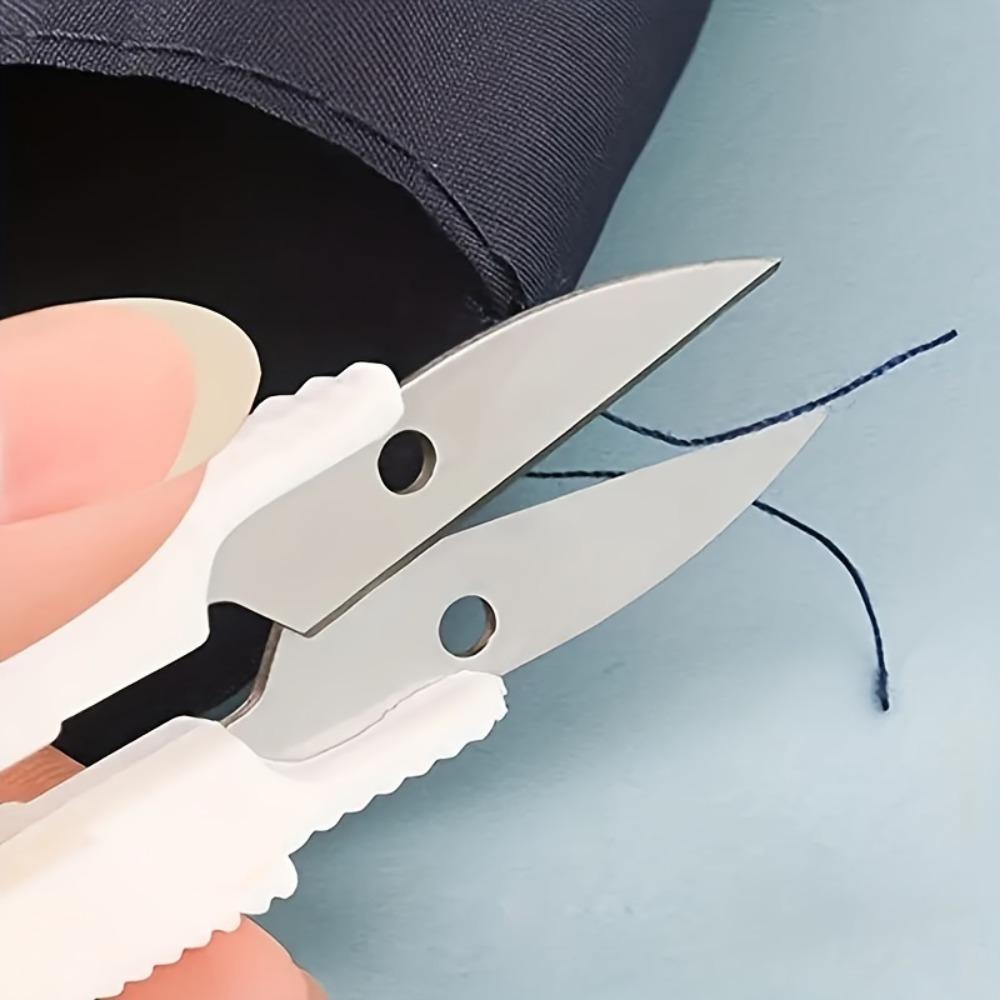 Set of 2 Portable U-shaped Sewing Scissors with Safety Rubber Grips; Ergonomic Mini Scissors, Ideal for Cutting Fabric, Embroidery and Quilting
