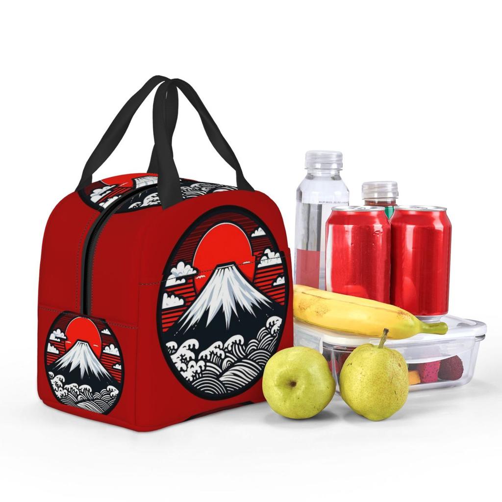 Mount Fuji And The Great Wave Off Kanagawa Insulated Lunch Bag for Women Children Portable Food Boxes Thermal Lunch Box Tote