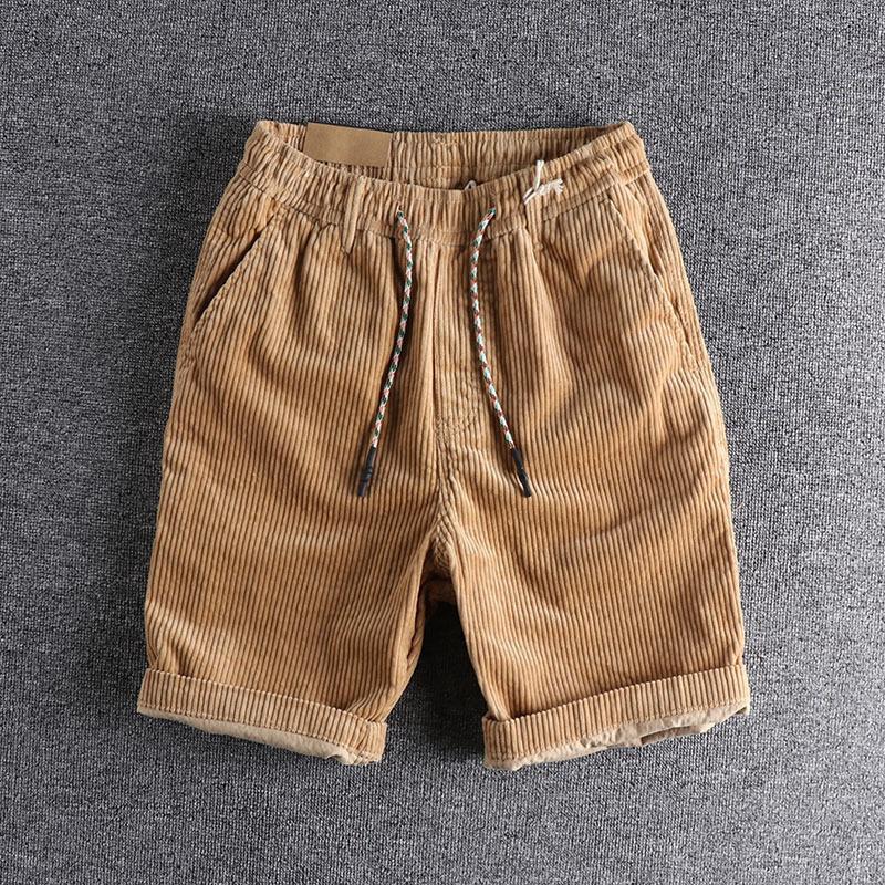 

New Summer American Casual Retro Work Style Casual Shorts Men s Washing Corduroy Loose Straight Pants 3XL