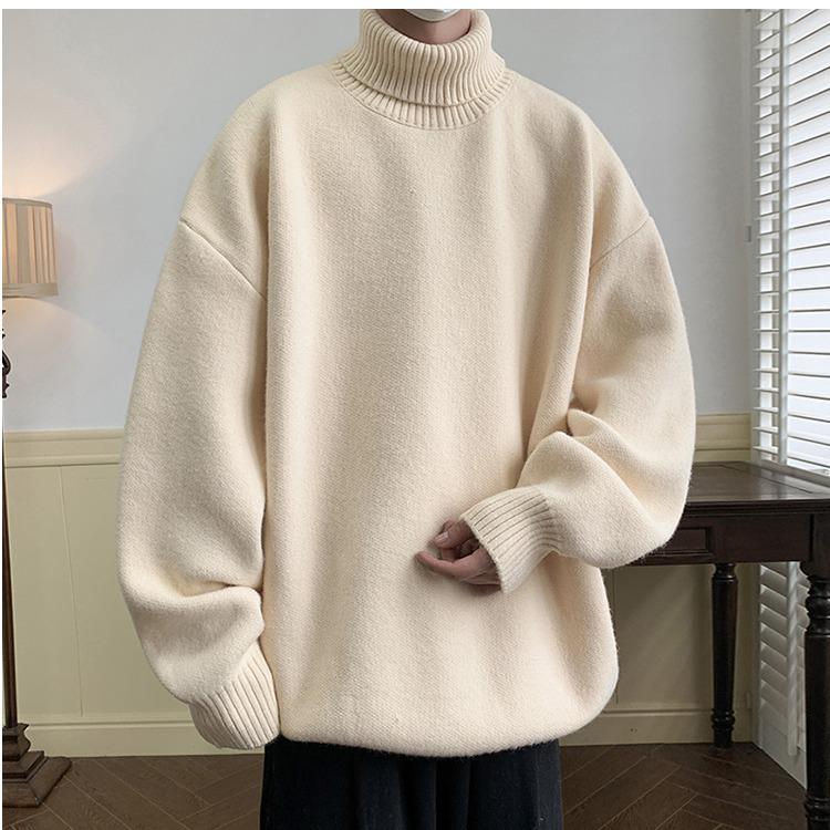 Men's Retro Turtleneck Sweater: Stylish, Thick, Loose-Fit, Knitted, Youthful Autumn/Winter Bottoming Jacket  