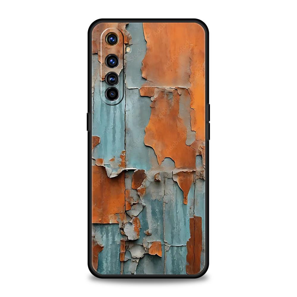 Soft TPU For Realme 11 10 9 Pro Plus GT2 GT3 GT5 C21 C25 C35 C53 C55 C67 Pro Phone Case Vintage Industrial Style Rusty Pattern