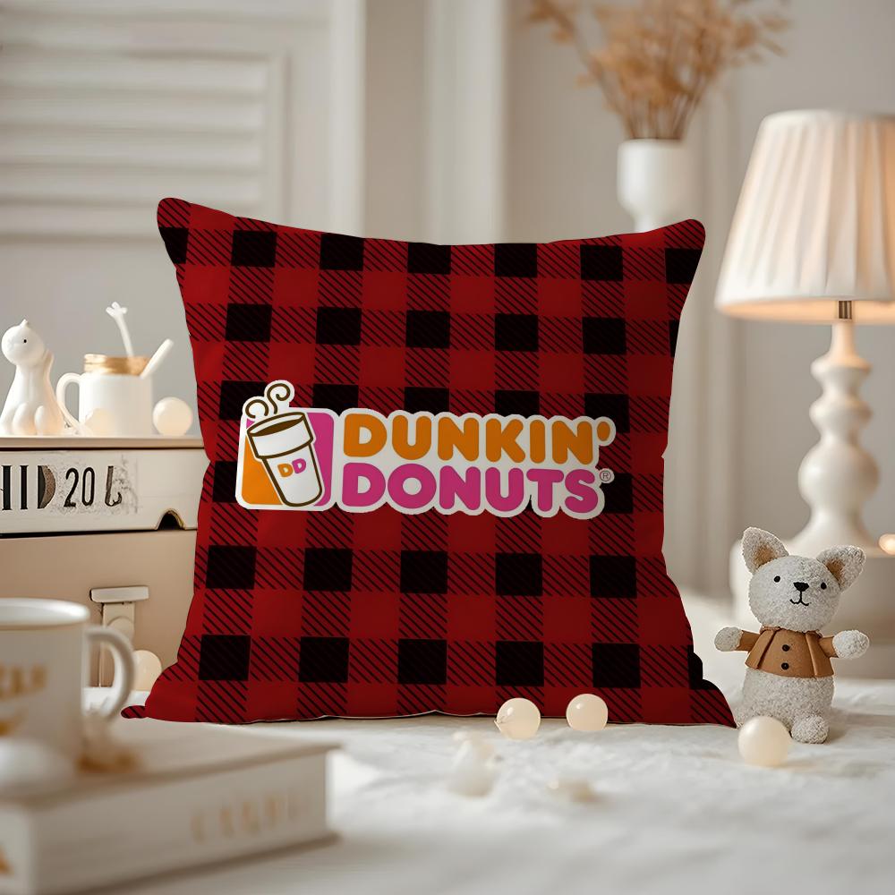 Dunkin' Donuts Cushion Cover Anti-dustmite Pillowcase Invisible Zipper Silky Short Plush Sofa Cushion Cover