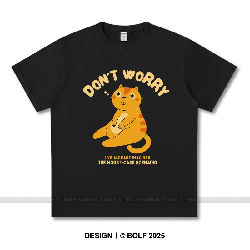 Women's Don't Worry Printed T-Shirt 100% Cotton Oversized Chill Graphic Tees for Men Summer Tops Positive Streetwear