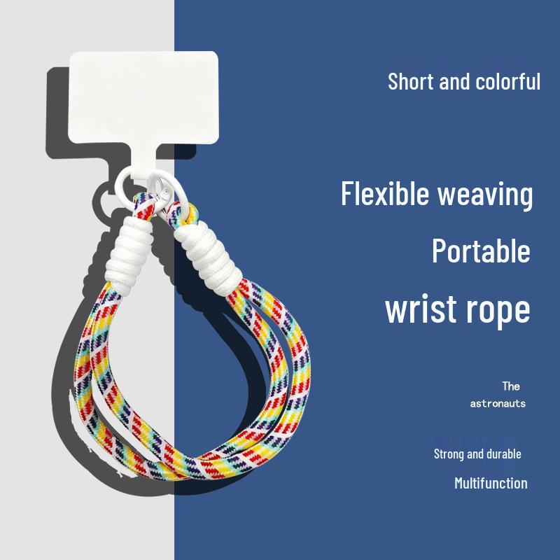 Popular Color-Block Phone Lanyard: Multifunctional Anti-Loss Case, Earphone Cover, Toy Bag, Woven Wrist Strap