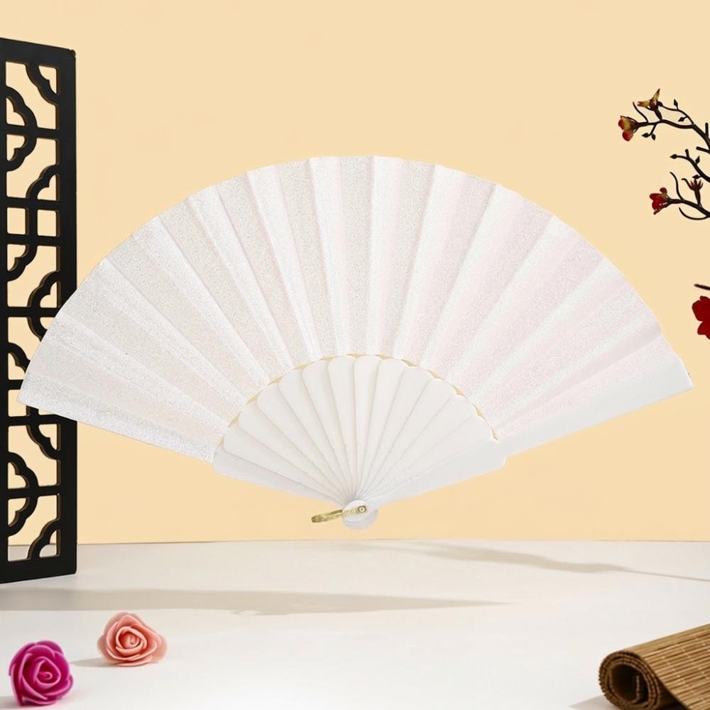 Leuchtender Falt-Handfächer Unifarbener Klassischer Fächer Leichter Kunststoff Glitzerfächer Festivals