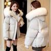 Zimowy gruby ciepły płaszcz puchowy kobieta ocieplana kurtka dla kobiet na co dzień z kapturem, futrzanym kołnierzem, parki kurtki płaszcz odzież damska