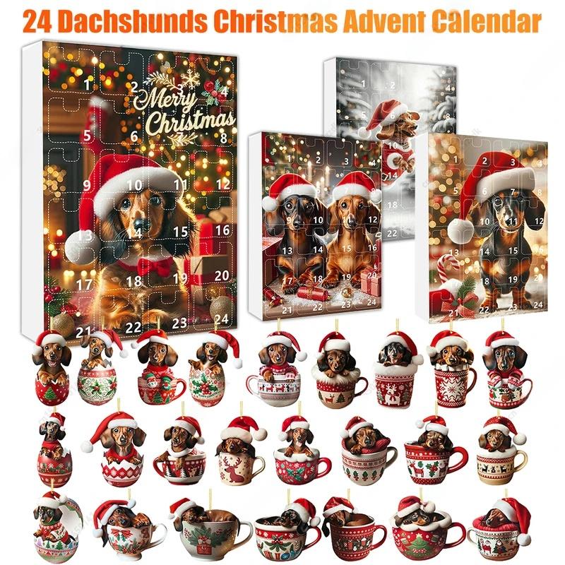 2025 Dachshunds 24 Days Christmas Countdown Calendar Dachshunds Figure Ornaments Xmas Advent Calendar Xmas Gifts for Dog Lover