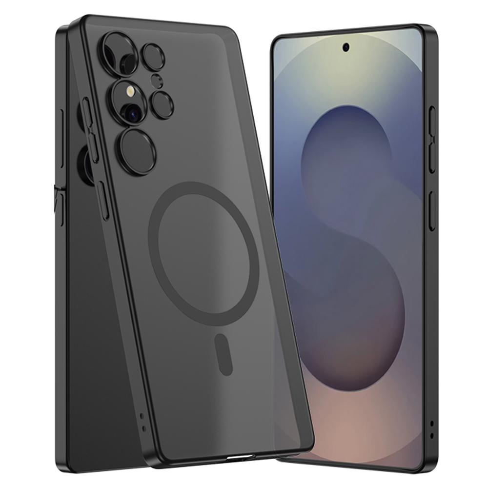 

For Samsung Galaxy S25 Ultra Magnetic Case Skin Touch Translucent Hard PC Phone Back Cover Black
