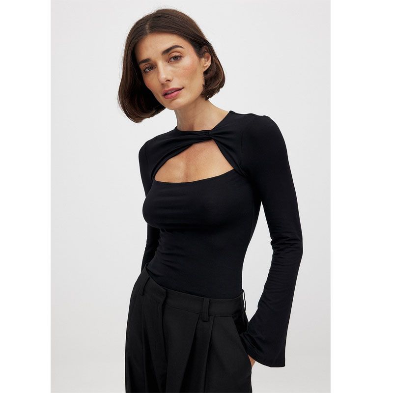 INS Trendy Double-Layer Collar Spring & Fall New Cut Out Fake Two-Piece Silm Slim Looking Micro-Pull Long Sleeves Women's T-shirt T-shirt