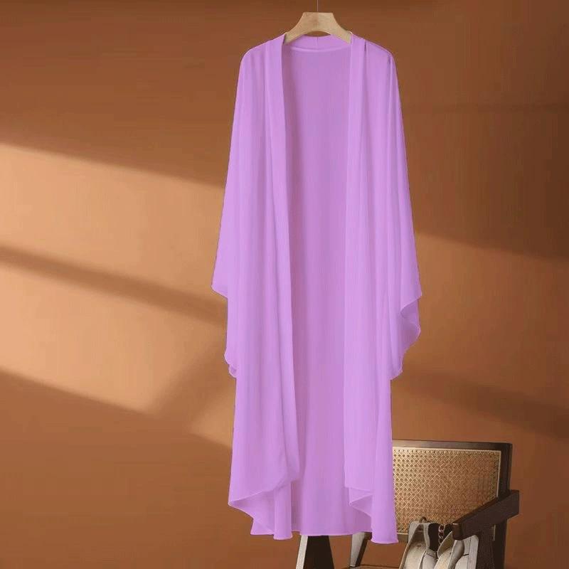 Nsom Zomer Zonbescherming Shirts Dames Vest Lange Chiffon Blouse Shirt Dames Sjaal Dames Bovenkleding Dames Los Dunjas 2XL paars