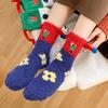 Super Niedliche Cartoon-Socken Mittellange Socken Saison Dicke Warme Korallenfleece-Socken Gestickter Ausdruck Boden-Schlafsocken