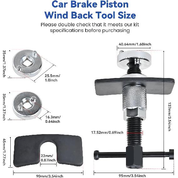 Car Brake Piston Wind Back Tool, Disc Brake Caliper Piston Rewind Tool, Auto Rear Brake Pad Wind Back Tool, Brake Caliper Wind Back Tool For