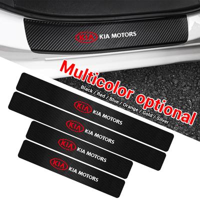 4Pcs Leather Carbon Fiber Car Door Edge Sill Protector Strip Stickers For Stinger RIO Sorento Picanto Ceed Borrego Syros K5