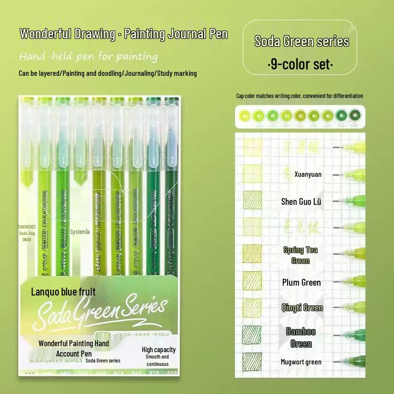 Morandi Color Large Capacity Blue Fruit Journal Pen - Colored Neutral Pen for Note-Taking and Highlighting