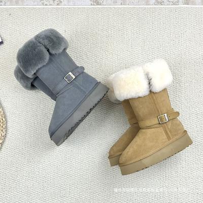 Super Tall Thick-soled Snow Boots Women's 2 Winter New Two Wear Fleece Thickened Snow Boots