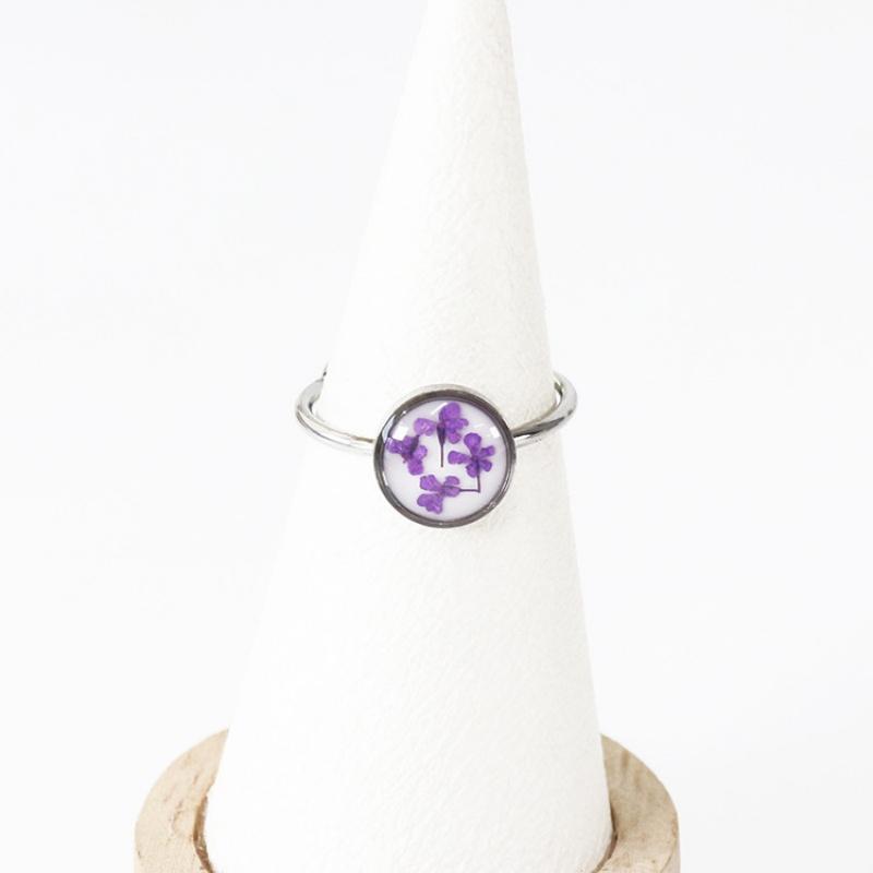 Stainless Steel Dried Flower Round Rings For Women Eternal Flower Open Finger Ring Jewelry Wedding Band Gift Wholesale New