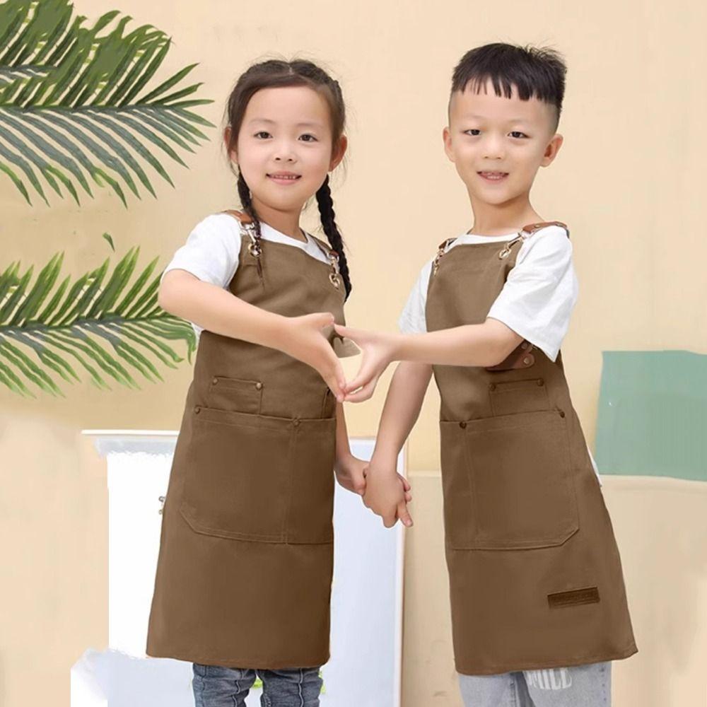 Lightweight Children's Canvas Apron Minimalist Kids Chef Costume Kids Cooking Apron  Baking
