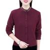 2024 Women's Solid Color Long-Sleeve Button-Down Shirt with Diamond Accents and Inner Layer for Autumn/Winter