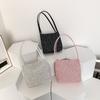 Stylish And Versatile Knitted Fabric Handbag In White Black And Pink For Women