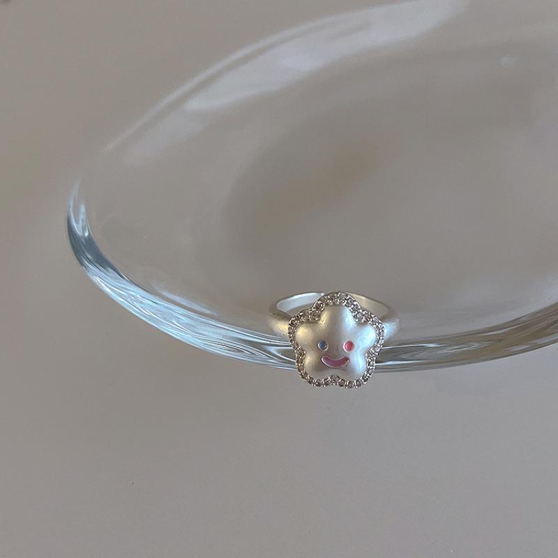 Y2K Fashion Matte Silver Color Star Puppy Rings Girl Sweet Cute Geometric Open Ring For Women Party Jewelry Accessories Gifts