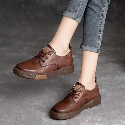 Scarpe in Pelle da Donna con Lacci e Bocca Profonda - Stile Mori Girl