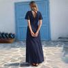 Women's Fashionable Casual V-Neck Backless Polka Dot Long Dress