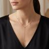 1Pc Golden‑Tone Y‑Shape Lariat Necklace Inlaid Shiny Crystal Bezel‑Set Pendant Dainty Minimalist Neck Chain Jewelry