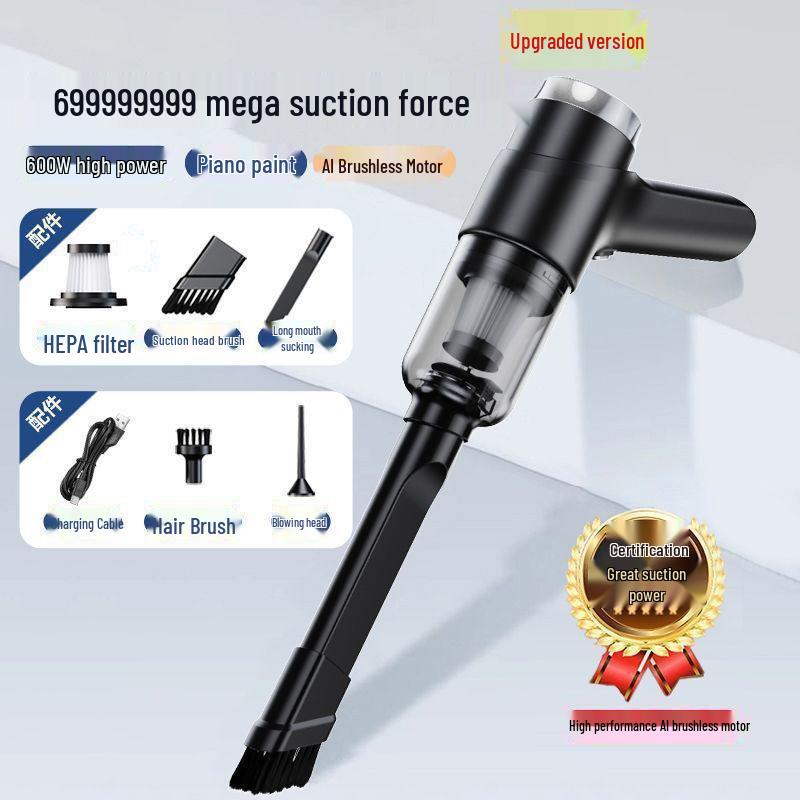 Rechargeable Dual-Purpose Vacuum & Blower: Handheld Cleaner for Home, Car, Desktop, Wardrobe & Hair Drying Tasks.