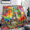 Paris Eiffel Tower Print Flannel Blanket, High quality Comfortable for All Seasons, Home Decor, Warmth and Comfort, Perfect for Christmas Gifts82