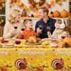 2 Pcs Happy Thanksgiving Tablecloth Disposable - Fall Turkey Tablecloths, Rectangle Pumpkin Maple Leaf Plastic Table Cover for Thanksgiving Table