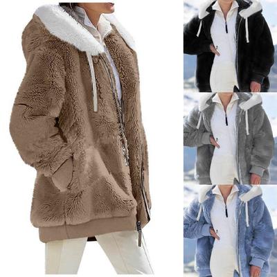 Autumn  Women's Coat Lady Clothes Fashion Casual Hooded Zipper Women Fleece Jacket Solid Color Women Coats