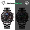 Men's Waterproof Analog Watch, Black: Luminous Star and Moon Display, Quartz Movement, Simple and Stylish, Men's Fashion Accessory - Perfect Gift for