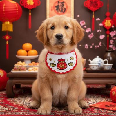 Dog Dress Up Cartoon New Year Cat Scarf Embroidered Comfortable Pet Scarf 2026 Horse Year Funny Pet Clothing Pet Birthday Party