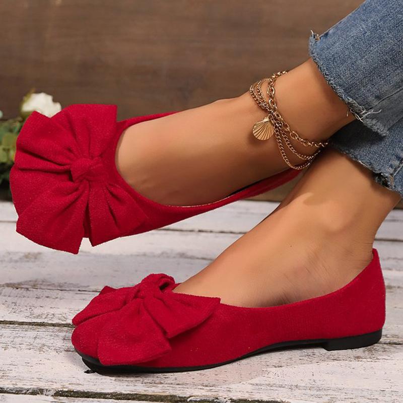 Fashion Lightweight Plus Size 36-43 Flats Shoes Women Faux Suede Non Slip Shoes Woman 2025 Solid Color Bowknot Casual Shoes Ladies