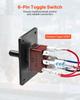 Toggle Switch, 6 Pin Momentary Polarity Reversing Toggle Switch (ON)-Off-(ON) DC 12V/30A AC 250V/15A - with Up Down Mounting Panel & Waterproof Boot