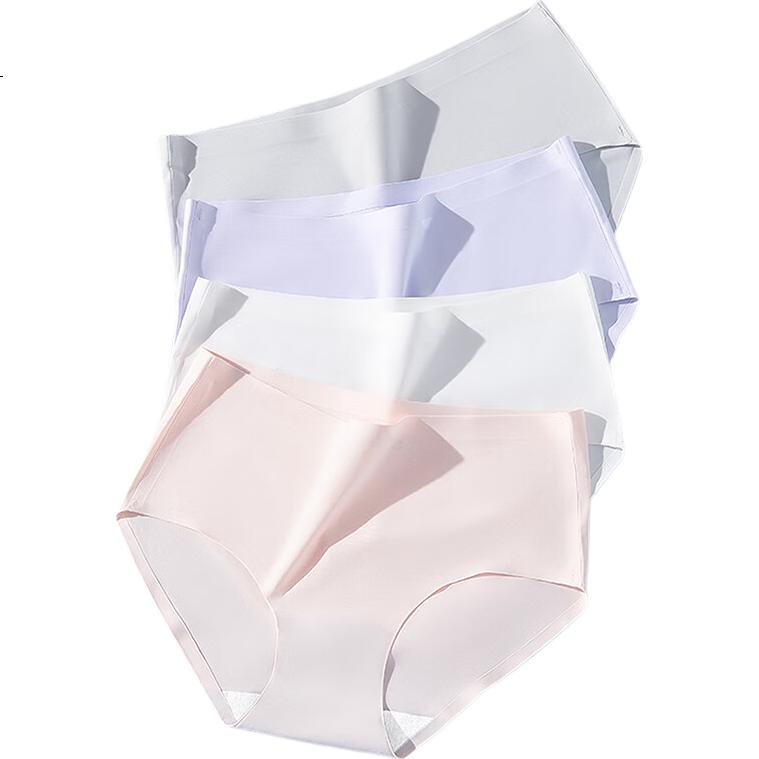 Yalu Women's Ice Silk Seamless Cotton Crotch Antibacterial Girl Nude Comfortable Breathable Triangle Shorts M