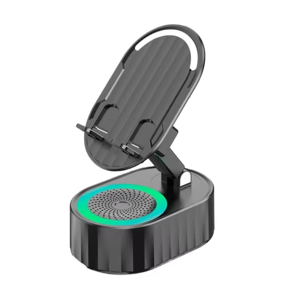 360° Rotating Induction Speaker Phone Stand Reverse Charging Foldable Wireless Bluetooth Speaker with Atmosphere Light
