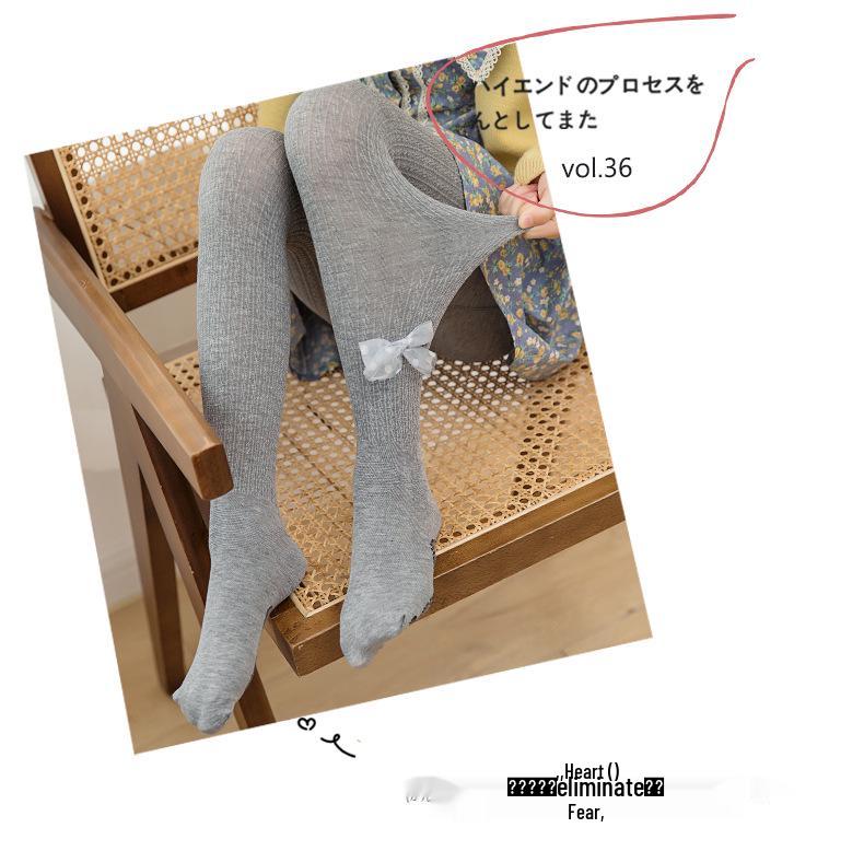 Girls' Cotton Cable Knit Bow Tights - Autumn/Winter Footed Leggings