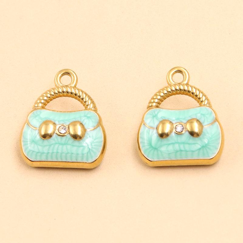 Gold-Enamel Double-Sided Stainless Steel Pendant with French-Style Beauty Accessories Design