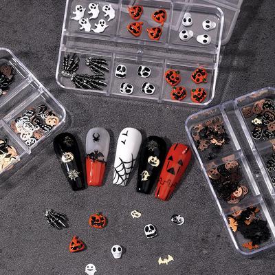 1PCS Kürbis Schädel Fledermaus Nail art Teile Retro Punk Stil Legierung Finger Nagel Charms Metall DIY Nail art Dekoration zubehör