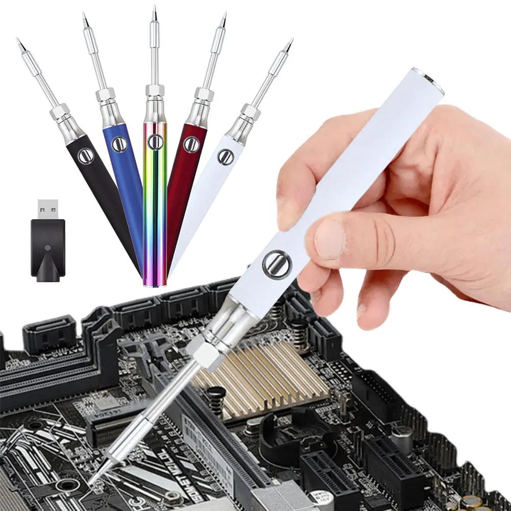 Portable Electric Soldering Iron Pen 350/650/1100mAh Battery Welding Tool Kit 510 Thread Heat Tips Electronic Welding Repair Too