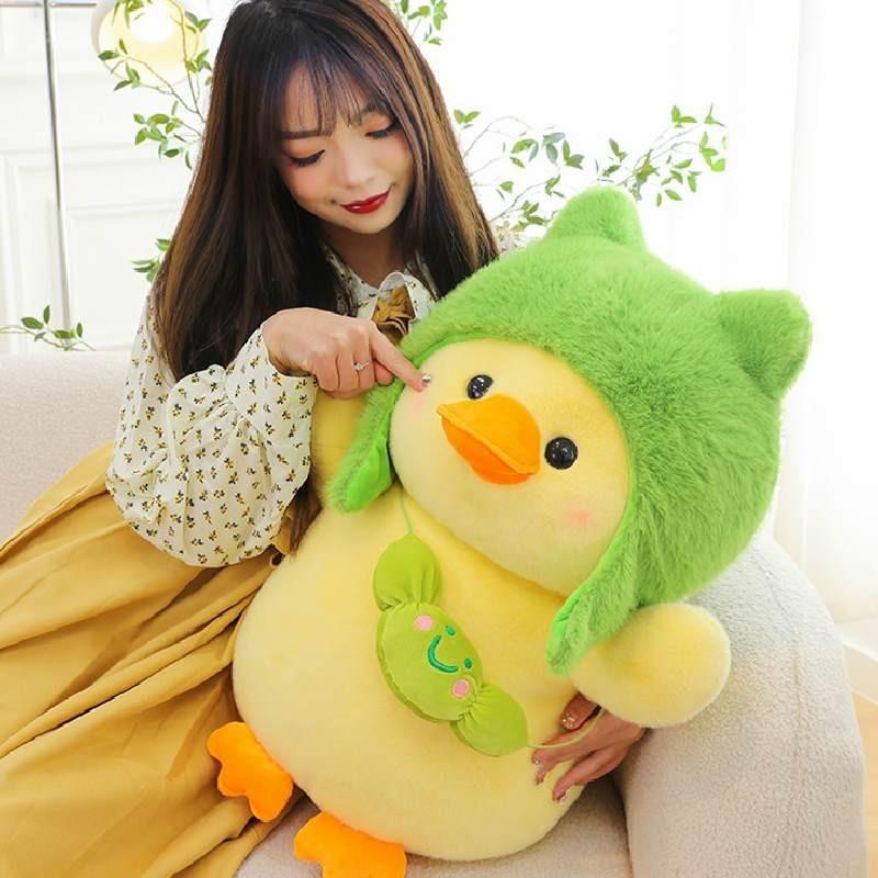 Cute Plush Duck Toy Transformed Duck Doll With Hat Duck Pillow Children Girls Birthday Gift