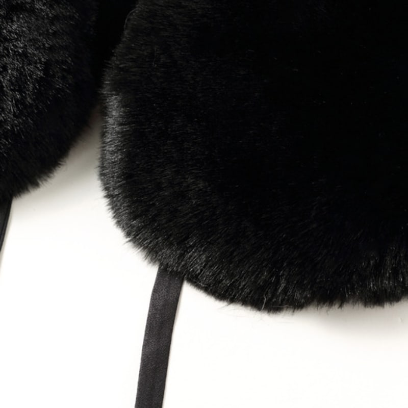 LALA Fur Ribbon Color Scarf - Black